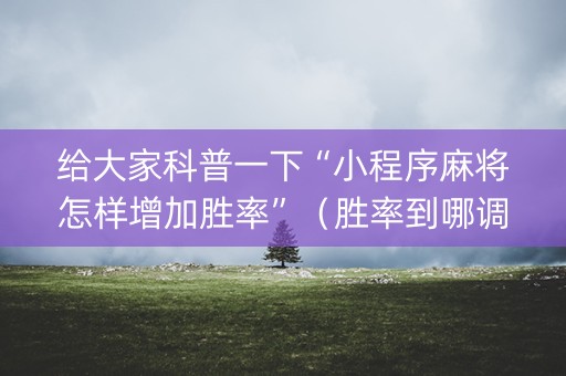 给大家科普一下“小程序麻将怎样增加胜率”（胜率到哪调)