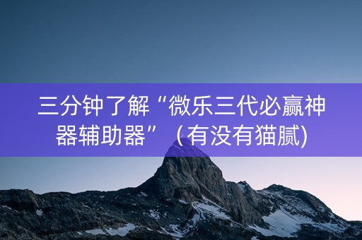 三分钟了解“微乐三代必赢神器辅助器”（有没有猫腻)