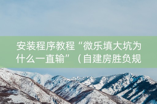 安装程序教程“微乐填大坑为什么一直输”（自建房胜负规律)