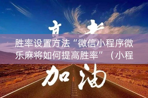 胜率设置方法“微信小程序微乐麻将如何提高胜率”（小程序控牌器)
