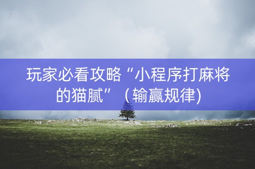 玩家必看攻略“小程序打麻将的猫腻”（输赢规律)