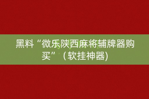黑料“微乐陕西麻将辅牌器购买”（软挂神器)