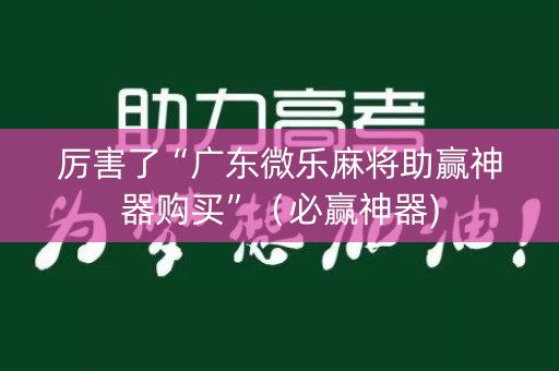 厉害了“广东微乐麻将助赢神器购买”（必赢神器)
