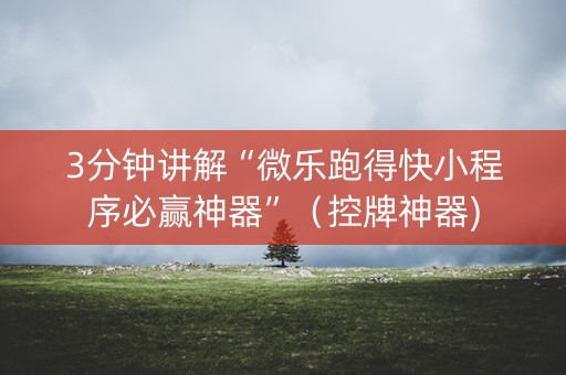 3分钟讲解“微乐跑得快小程序必赢神器”（控牌神器)