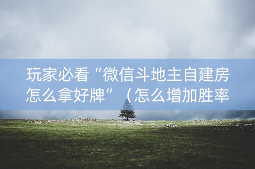 玩家必看“微信斗地主自建房怎么拿好牌”（怎么增加胜率)