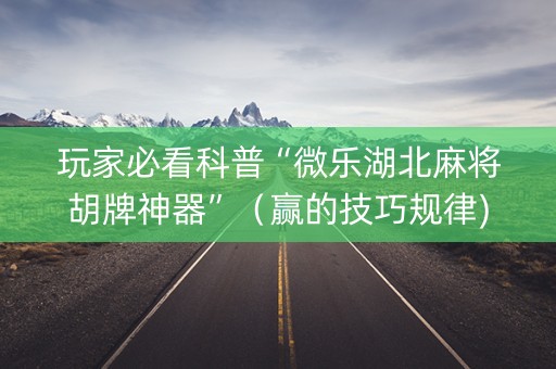 玩家必看科普“微乐湖北麻将胡牌神器”（赢的技巧规律)