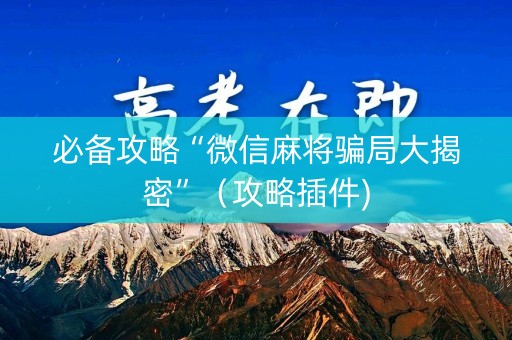 必备攻略“微信麻将骗局大揭密”（攻略插件)