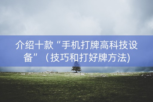 介绍十款“手机打牌高科技设备”（技巧和打好牌方法)