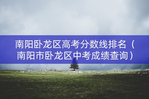 南阳卧龙区高考分数线排名（南阳市卧龙区中考成绩查询）