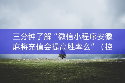 三分钟了解“微信小程序安徽麻将充值会提高胜率么”（控牌器)
