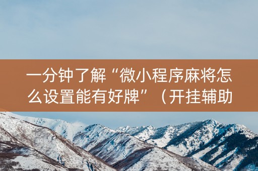 一分钟了解“微小程序麻将怎么设置能有好牌”（开挂辅助插件)