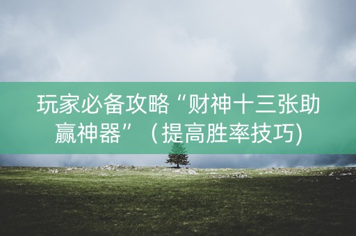 玩家必备攻略“财神十三张助赢神器”（提高胜率技巧)