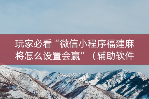 玩家必看“微信小程序福建麻将怎么设置会赢”（辅助软件)