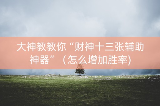 大神教教你“财神十三张辅助神器”（怎么增加胜率)