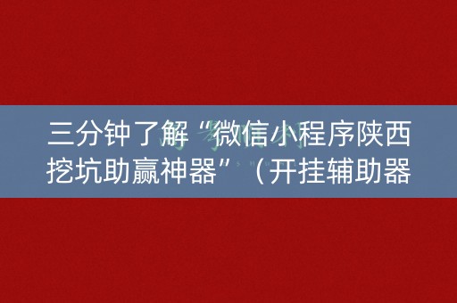 三分钟了解“微信小程序陕西挖坑助赢神器”（开挂辅助器插件)