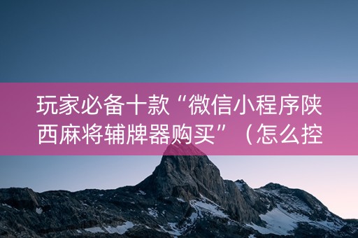 玩家必备十款“微信小程序陕西麻将辅牌器购买”（怎么控制输赢)