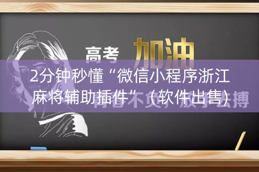 2分钟秒懂“微信小程序浙江麻将辅助插件”（软件出售)