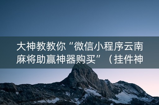 大神教教你“微信小程序云南麻将助赢神器购买”（挂件神器)