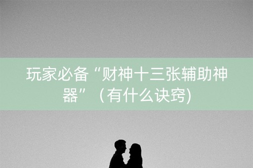 玩家必备“财神十三张辅助神器”（有什么诀窍)