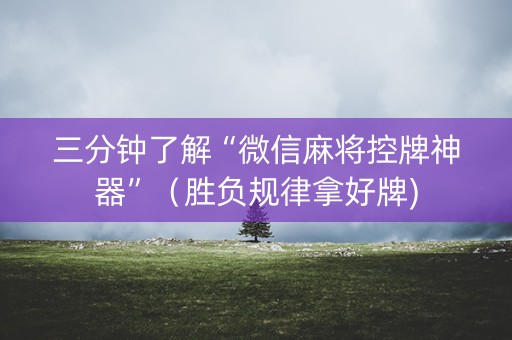 三分钟了解“微信麻将控牌神器”（胜负规律拿好牌)