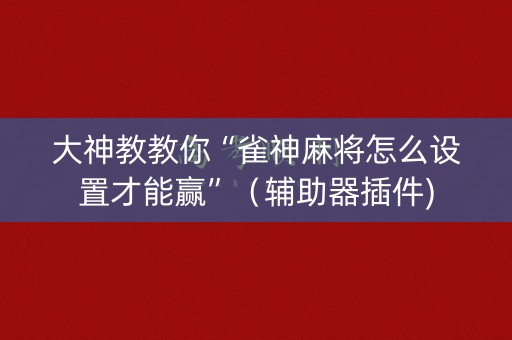 大神教教你“雀神麻将怎么设置才能赢”（辅助器插件)