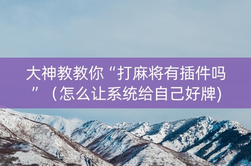 大神教教你“打麻将有插件吗”（怎么让系统给自己好牌)