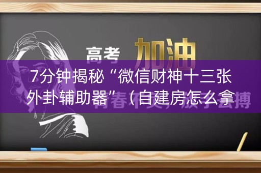7分钟揭秘“微信财神十三张外卦辅助器”（自建房怎么拿好牌)