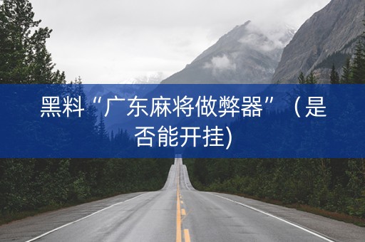 黑料“广东麻将做弊器”（是否能开挂)