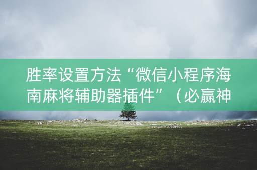 胜率设置方法“微信小程序海南麻将辅助器插件”（必赢神器)
