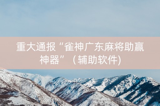 重大通报“雀神广东麻将助赢神器”（辅助软件)