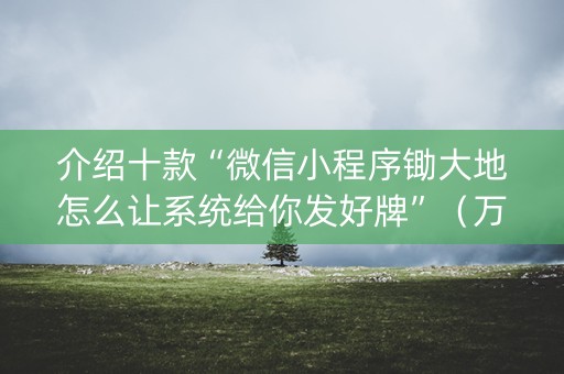 介绍十款“微信小程序锄大地怎么让系统给你发好牌”（万能开挂器)