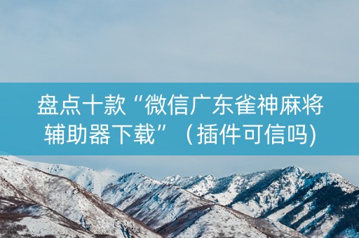 盘点十款“微信广东雀神麻将辅助器下载”（插件可信吗)