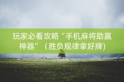 玩家必看攻略“手机麻将助赢神器”（胜负规律拿好牌)