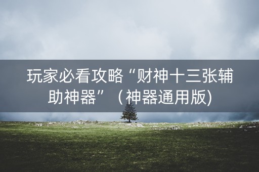 玩家必看攻略“财神十三张辅助神器”（神器通用版)