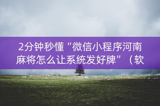 2分钟秒懂“微信小程序河南麻将怎么让系统发好牌”（软件出售)