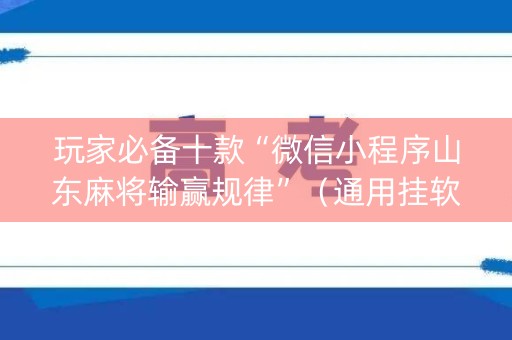 玩家必备十款“微信小程序山东麻将输赢规律”（通用挂软件多少钱)