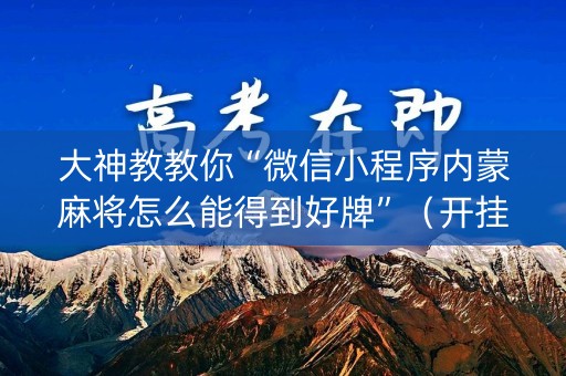 大神教教你“微信小程序内蒙麻将怎么能得到好牌”（开挂辅助器插件)