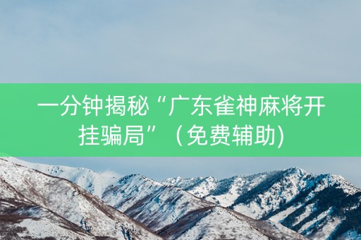 一分钟揭秘“广东雀神麻将开挂骗局”（免费辅助)