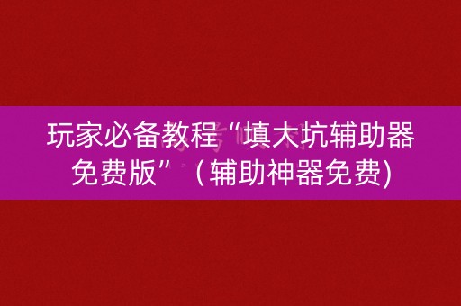 玩家必备教程“填大坑辅助器免费版”（辅助神器免费)