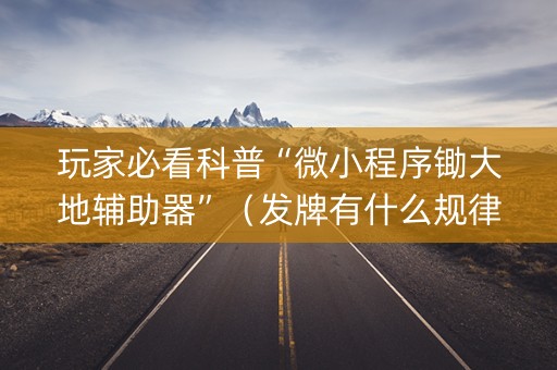 玩家必看科普“微小程序锄大地辅助器”（发牌有什么规律吗)
