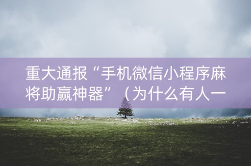 重大通报“手机微信小程序麻将助赢神器”（为什么有人一直赢)
