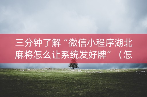 三分钟了解“微信小程序湖北麻将怎么让系统发好牌”（怎么设置才能赢)