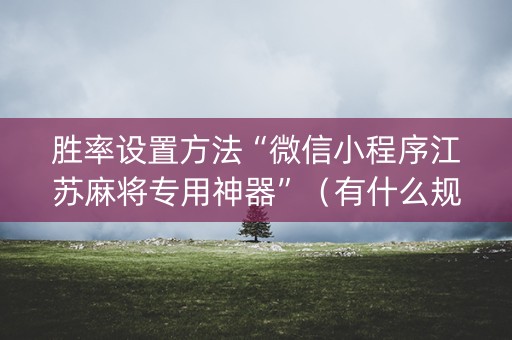 胜率设置方法“微信小程序江苏麻将专用神器”（有什么规律)