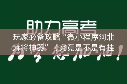 玩家必备攻略“微小程序河北麻将神器”（究竟是不是有挂)