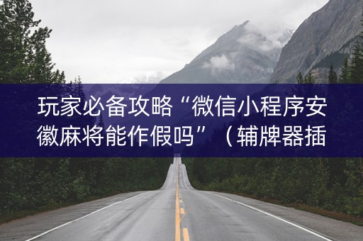 玩家必备攻略“微信小程序安徽麻将能作假吗”（辅牌器插件购买)