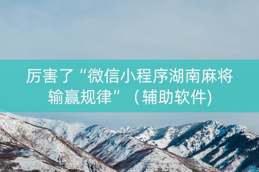 厉害了“微信小程序湖南麻将输赢规律”（辅助软件)