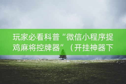 玩家必看科普“微信小程序捉鸡麻将控牌器”（开挂神器下载)