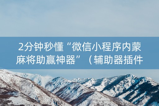 2分钟秒懂“微信小程序内蒙麻将助赢神器”（辅助器插件)