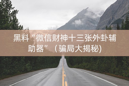 黑料“微信财神十三张外卦辅助器”（骗局大揭秘)