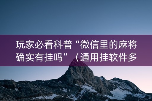 玩家必看科普“微信里的麻将确实有挂吗”（通用挂软件多少钱)